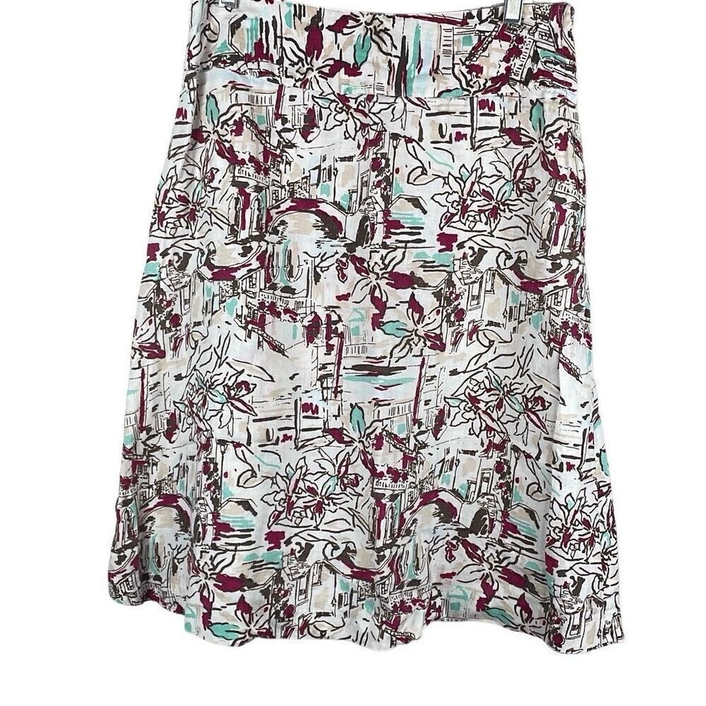 100% LINEN Printed Midi Skirt 4